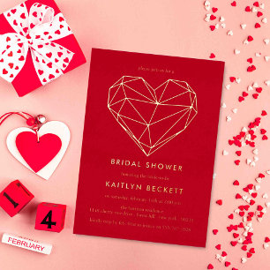 Invitation En Aluminium Fête de mariage Saint-Valentin Cœur Géométrique