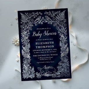 Invitation En Aluminium Fête de naissance bébé Hiver Navy Livre de Contes
