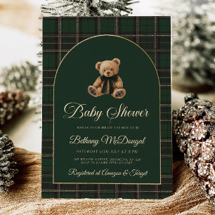 Invitation En Aluminium Fête de naissance préppy Tartan Ours Polo