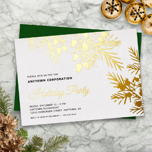 Invitation En Aluminium Fête de Noël au bureau en feuillage persistant et 