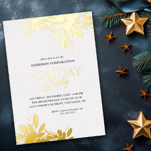 Invitation En Aluminium Fête de Noël au bureau - Feuillage en feuille d'al