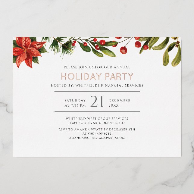 Invitation En Aluminium Fête de Noël des événements professionnels (Recto)