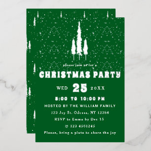 Invitation En Aluminium Fête de Noël des pins à neige