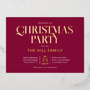 Invitation En Aluminium Fête de Noël Élégant Rouge