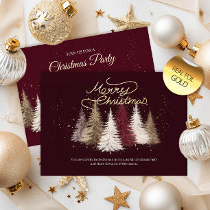 Invitation En Aluminium Fête de Noël élégante en or