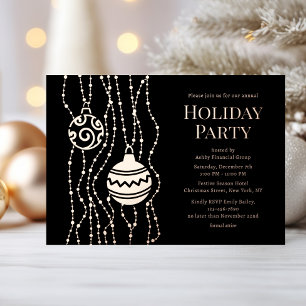 Invitation En Aluminium Fête de Noël Elégante Noire Fête d'entreprise