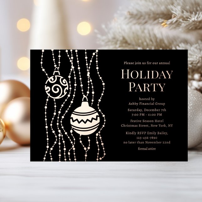 Invitation En Aluminium Fête de Noël Elégante Noire Fête d'entreprise (Créateur téléchargé)