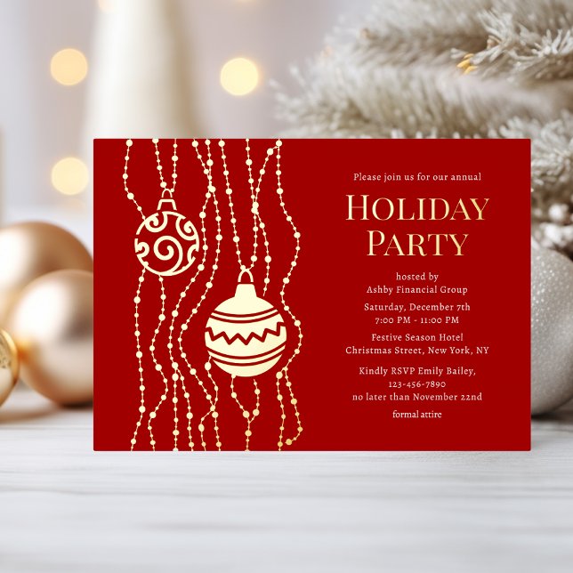 Invitation En Aluminium Fête de Noël Elégante Rouge Fêtes d'entreprise (Créateur téléchargé)