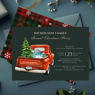 Invitation En Aluminium Fête de Noël Plaid Rustique Or