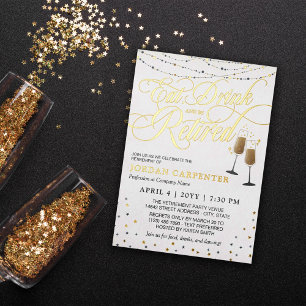 Invitation En Aluminium Fête de retraite Manger Boire Être Retraité