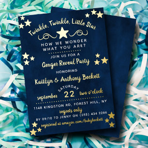 Invitation En Aluminium Fête de Révélation du Sexe de Twinkle Twinkle Litt