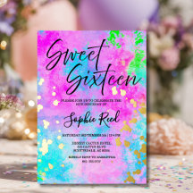 Fête de Sweet Seize aux aquarelles néon