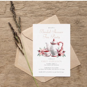 Invitation En Aluminium Fête de thé de mariage floral aquarelle  