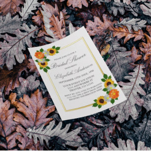 Invitation En Aluminium Fête des mariées de cadre or floral