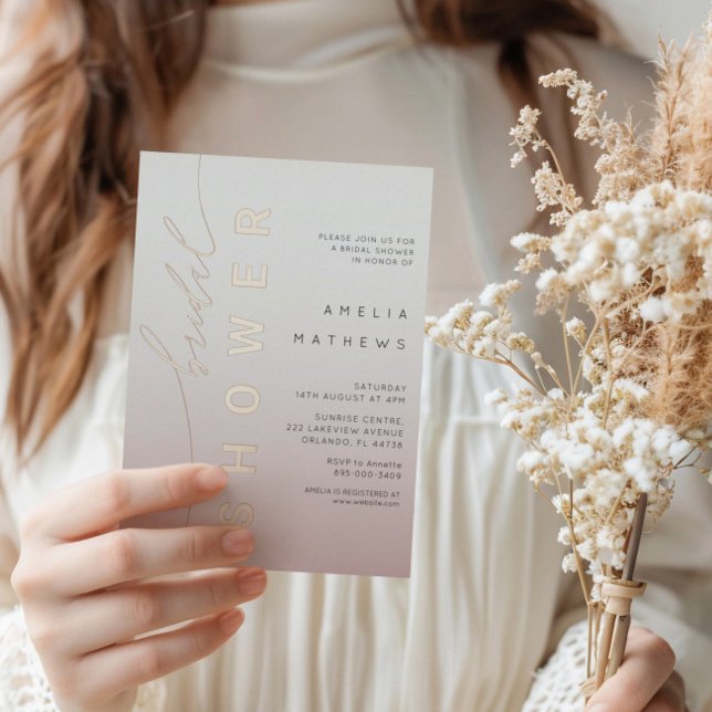 Invitation En Aluminium Fête des mariées de calligraphie or Rose chic (Créateur téléchargé)