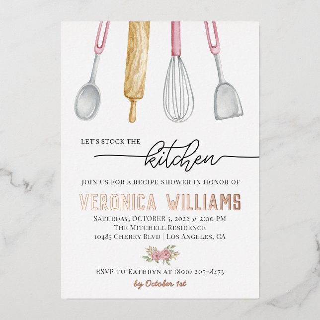Invitation En Aluminium Fête des mariées de recette (Recto)