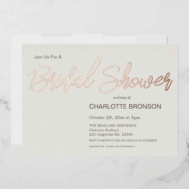 Invitation En Aluminium Fête des mariées de script minimaliste de quartz R (Enveloppe)
