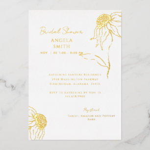 Invitation En Aluminium Fête des mariées de tournesol doré