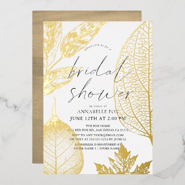Invitation En Aluminium Fête des mariées Feuille Or Delicate (Recto/Verso)
