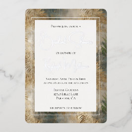 Invitation En Aluminium Fête des mariées Feuille Tropical Green Gold