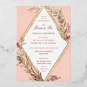 Invitation En Aluminium Fête des mariées florale romantique diamant