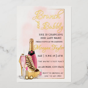 Invitation En Aluminium Fête des mariées modifiable Brunch et bulle