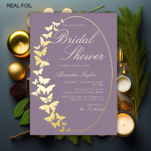 Invitation En Aluminium Fête des mariées papillon Lavender Or Moderne Chic