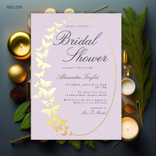 Invitation En Aluminium Fête des mariées papillon Lilac Elegant Gold Class