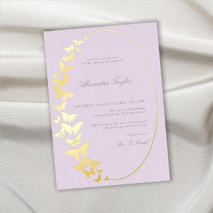 Invitation En Aluminium Fête des mariées papillon Lilac Elegant Gold Foil