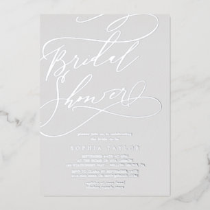 Invitation En Aluminium Fête des mariées romantique Silver Foil gris