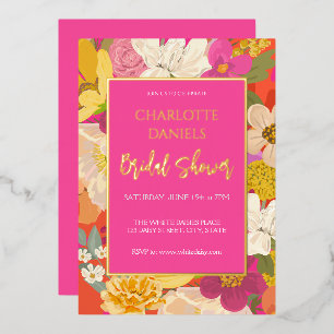 Invitation En Aluminium Fête des mariées rose fleurie du jardin
