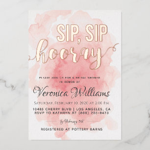 Invitation En Aluminium Fête des mariées Sip Sip Hooray
