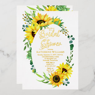 Invitation En Aluminium Fête des mariées tournesol   Cadre Floral Eucalypt