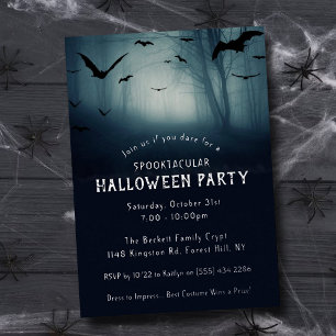 Invitation En Aluminium Fête d'Halloween de forêt hantée effrayante réelle