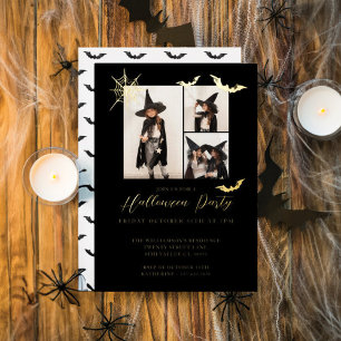 Invitation En Aluminium Fête d'Halloween minimale Trois Photo Chauves-sour