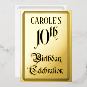 Invitation En Aluminium Fête du 10e anniversaire — Script élégant + Nom pe