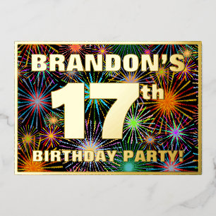 Invitation En Aluminium Fête du 17e anniversaire — Amusant, Feu d'artifice