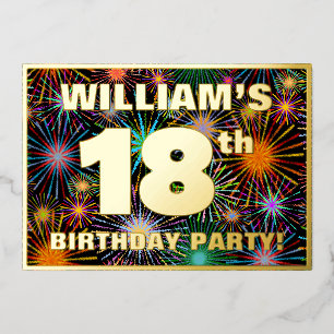 Invitation En Aluminium Fête du 18e anniversaire — Amusant, Feu d'artifice