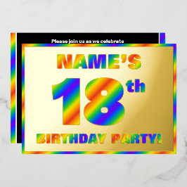Invitation En Aluminium Fête du 18e anniversaire — Amusant, Rainbow Spectr