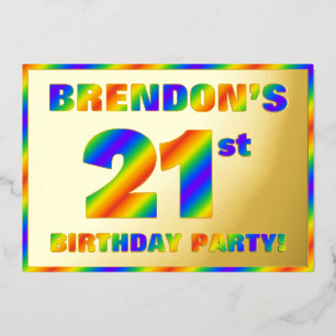 Invitation En Aluminium Fête du 21e anniversaire — Amusant, Rainbow Spectr