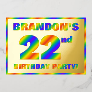 Invitation En Aluminium Fête du 22e anniversaire — Amusant, Rainbow Spectr