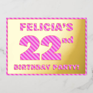 Invitation En Aluminium Fête du 22e anniversaire — Audacieux, amusant, ros