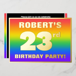 Invitation En Aluminium Fête du 23e anniversaire : Amusant, Motif arc-en-c