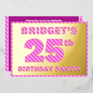 Invitation En Aluminium Fête du 25e anniversaire — Audacieux, amusant, ros