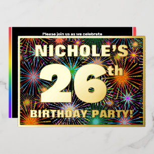 Invitation En Aluminium Fête du 26e anniversaire — Amusant, Feu d'artifice