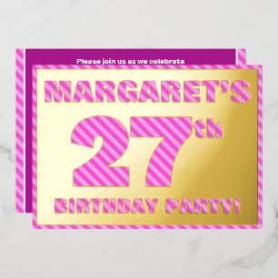 Invitation En Aluminium Fête du 27e anniversaire — Audacieux, amusant, ros