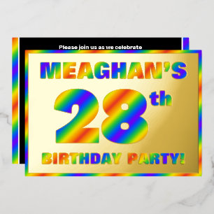 Invitation En Aluminium Fête du 28e anniversaire — Amusant, Rainbow Spectr