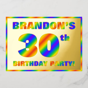 Invitation En Aluminium Fête du 30e anniversaire — Amusant, Rainbow Spectr