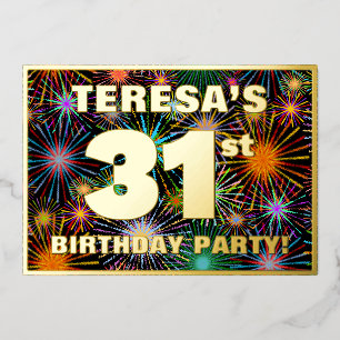Invitation En Aluminium Fête du 31e anniversaire — Amusant, Feu d'artifice