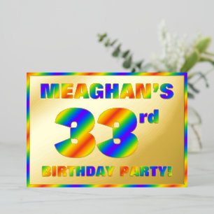 Invitation En Aluminium Fête du 33e anniversaire — Amusant, Rainbow Spectr